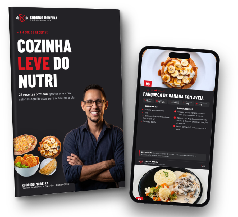 E-book Cozinha Leve do Nutri na capa e aberto no celular